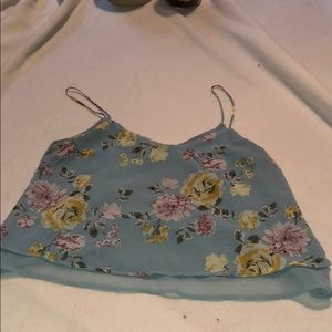 Light blue floral silk tank top